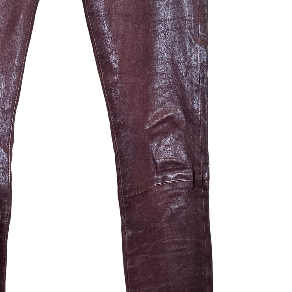 (Sold)RAG & BONE "THE LEATHER SKINNY" W1602L038DBL Women Size 26 WASHED BURGUNDY - Picture 3 of 12